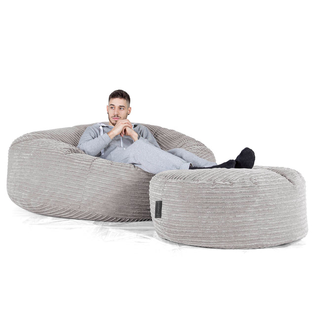 Sofa pufa XXL Mega Mammoth - Klasyczny sztruks Szarość delfina 02