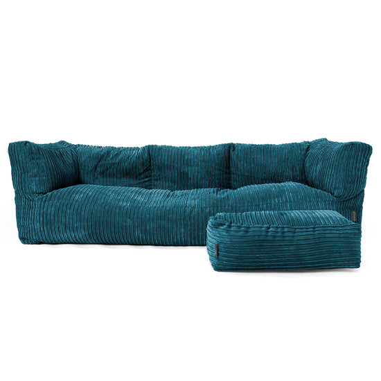Sofa 3-osobowa pufa Albert - Klasyczny sztruks Turkus 02