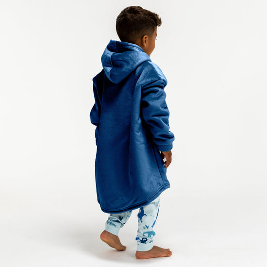 Bluza oversize / koc z kapturem dla dzieci - Plusz minky Ciemnoniebieski 04