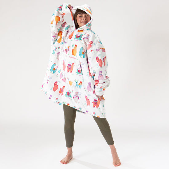 Bluza oversize / koc z kapturem dla mężczyzn lub kobiet - Plusz minky Lama 01