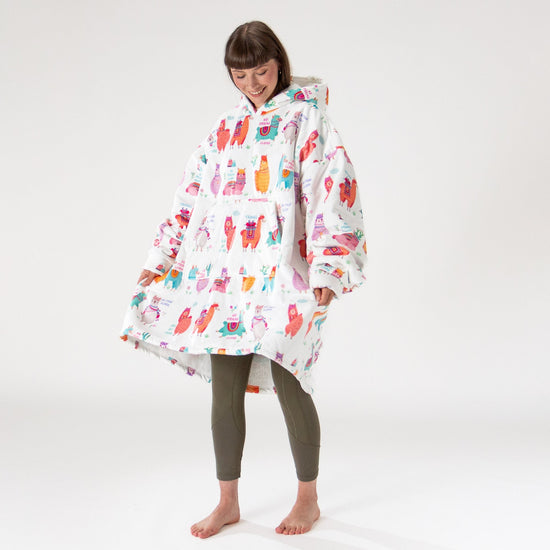 Bluza oversize / koc z kapturem dla mężczyzn lub kobiet - Plusz minky Lama 04