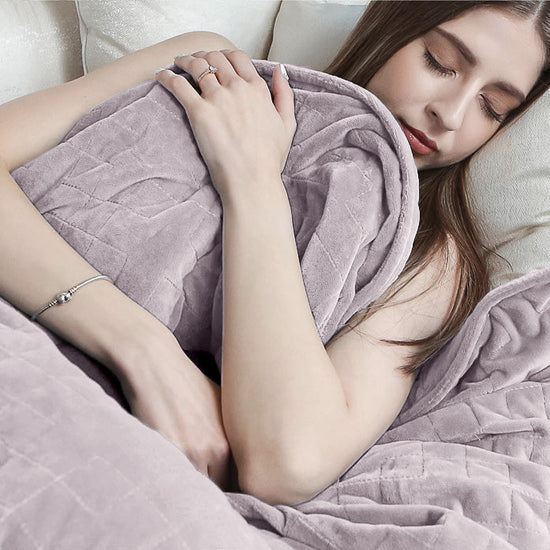 Koc obciążeniowy dla dorosłych - Polar flanelowy Jasny róż 05