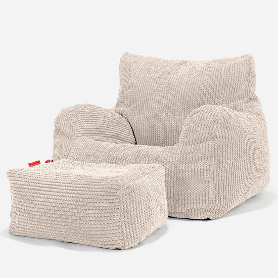 Fotel pufa worki sako dla nastolatków 6-14 lat - Pom Pom Kość słoniowa 03