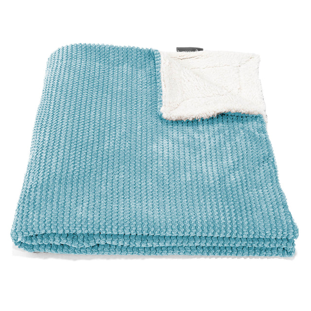 Narzuta / koc Sherpa - Pom Pom Morski błękit 01