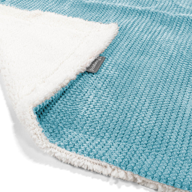 Narzuta / koc Sherpa - Pom Pom Morski błękit 02