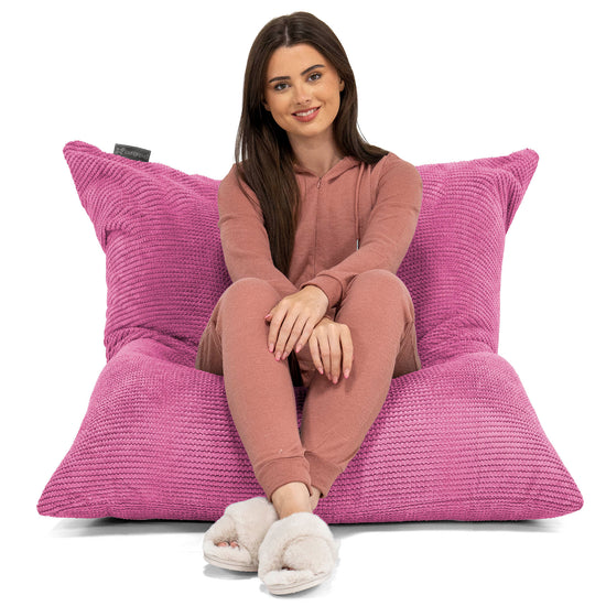 Bardzo duża pufa XXL - Pom Pom Róż 02