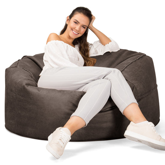 Sofa pufa Mammoth - Postarzana skóra Łupkowy szary 03