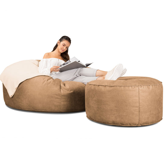 Sofa pufa XXL Mega Mammoth - Postarzana skóra Miodowy 02