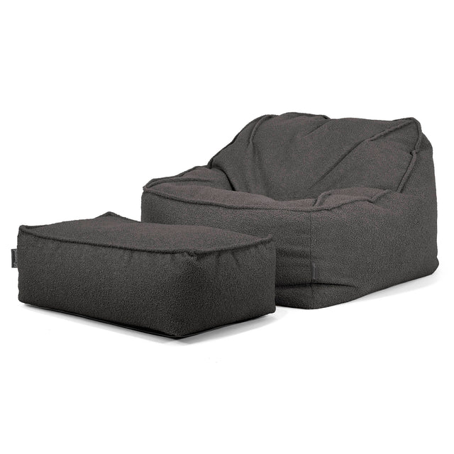 Pufa fotel Sloucher - Boucle Grafit szarość_02
