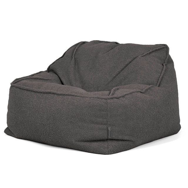 Pufa fotel Sloucher - Boucle Grafit szarość_03