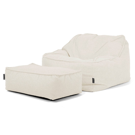 Pufa fotel Sloucher - Boucle Kość słoniowa_02