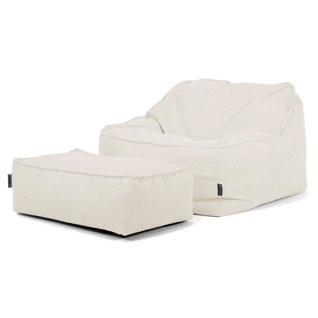 Pufa fotel Sloucher - Boucle Kość słoniowa_02