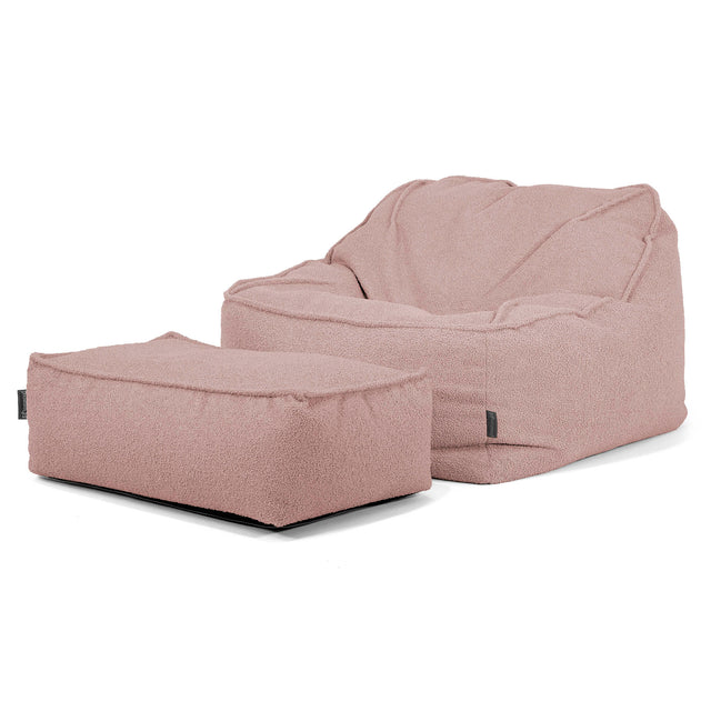 Pufa fotel Sloucher - Boucle Róż_02