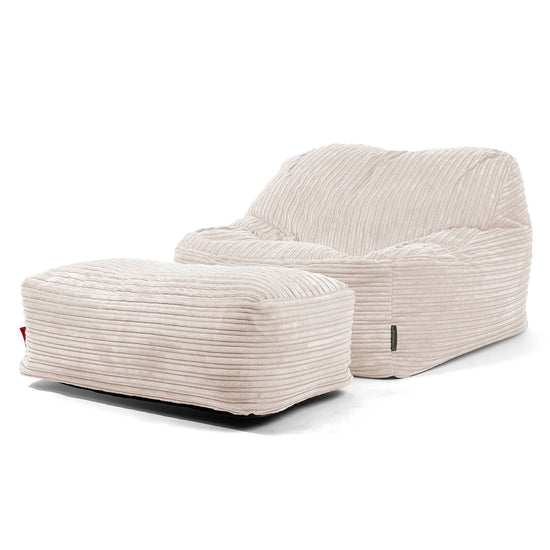 Pufa fotel Sloucher - Klasyczny sztruks Kość słoniowa 01