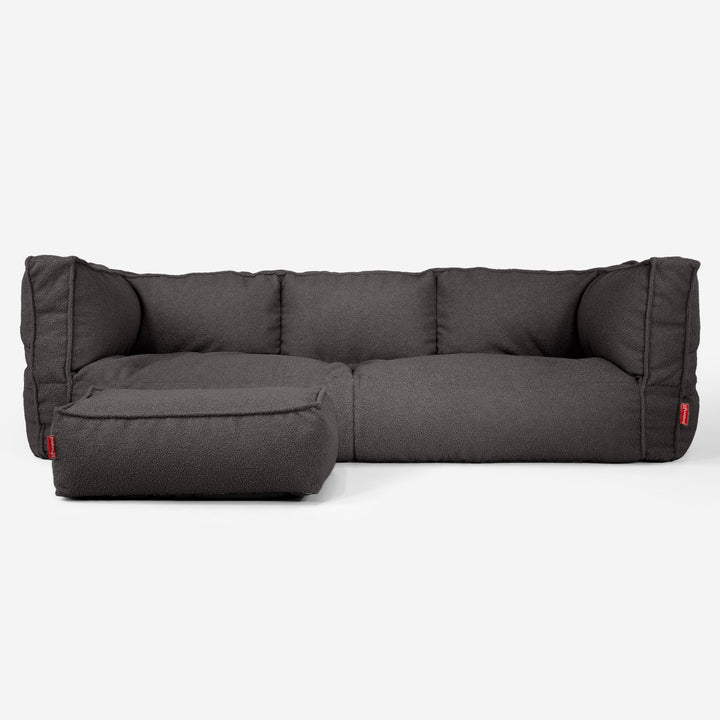 Sofa 3-osobowa pufa Albert - Boucle Grafit szarość_02