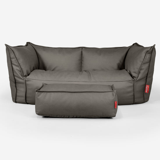 Sofa pufa Ruben - Skóra wegańska Szarość 02