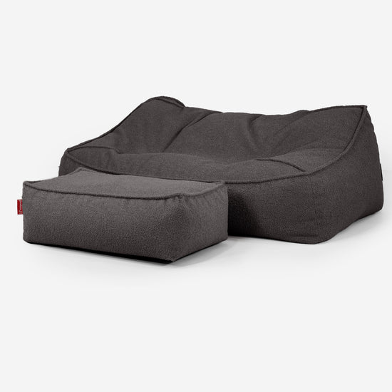 Sofa pufa Sloucher - Boucle Grafit szarość_02