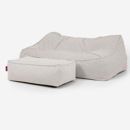 Sofa pufa Sloucher - Boucle Kość słoniowa_02