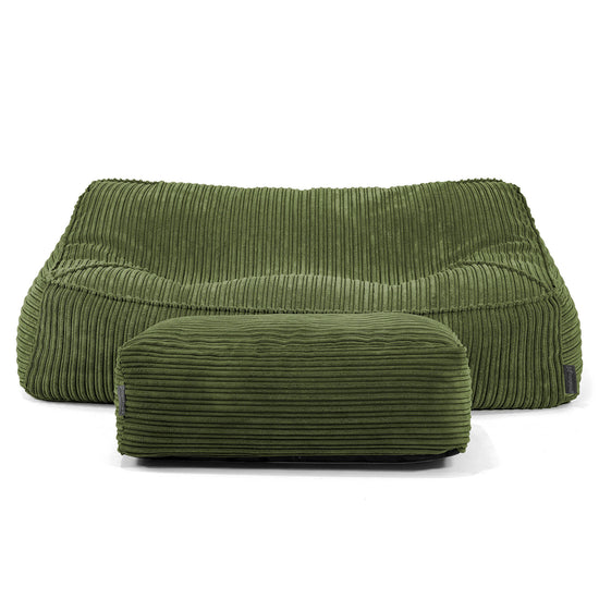 Sofa pufa Sloucher - Klasyczny sztruks Leśna zieleń 01