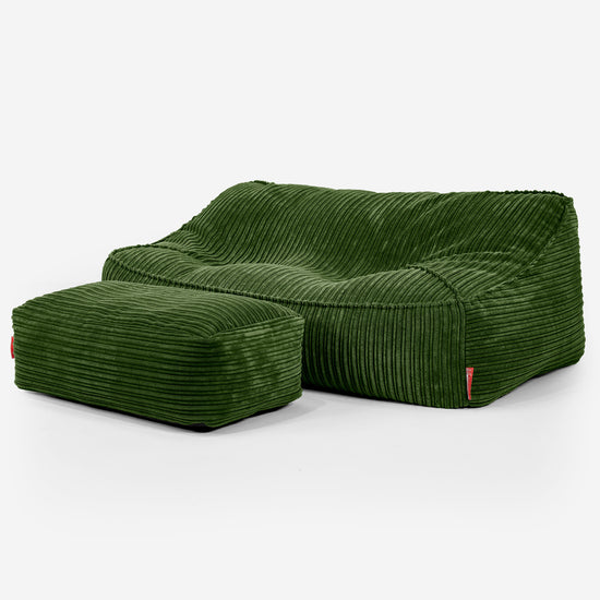 Sofa pufa Sloucher - Klasyczny sztruks Leśna zieleń 02