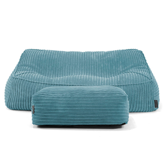Sofa pufa Sloucher - Klasyczny sztruks Morski błękit 01