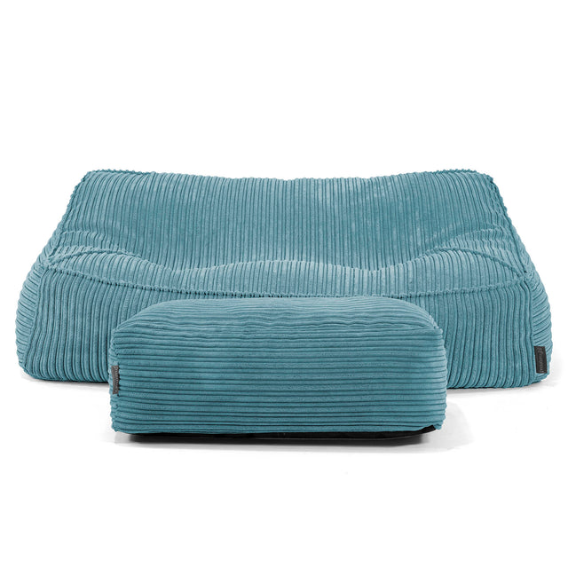 Sofa pufa Sloucher - Klasyczny sztruks Morski błękit 01