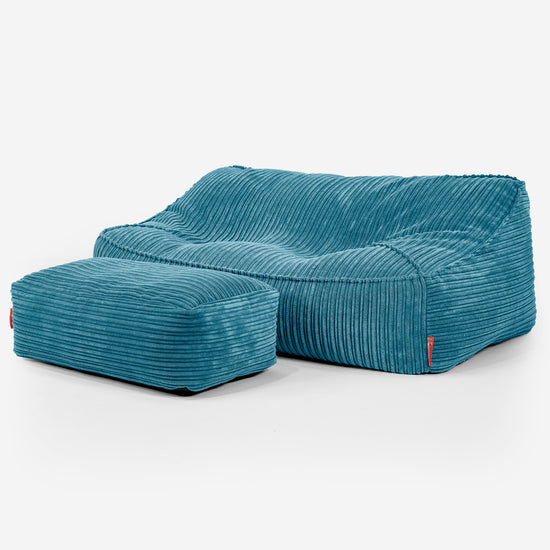 Sofa pufa Sloucher - Klasyczny sztruks Morski błękit 02