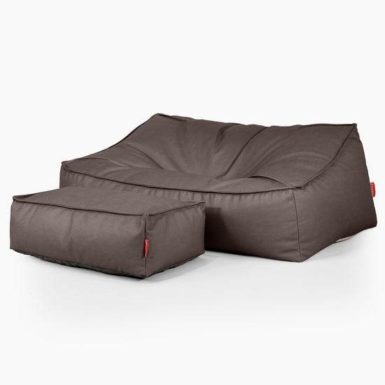 Sofa pufa Sloucher - Skóra wegańska Czekolada 02