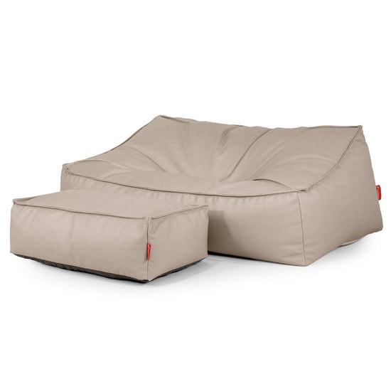 Sofa pufa Sloucher - Skóra wegańska Kość słoniowa 02