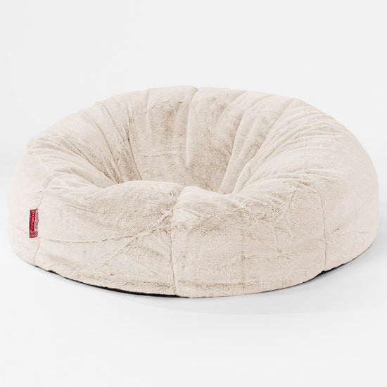Klasyczna sofa pufa - Sztuczne futerko z królika Biel 01