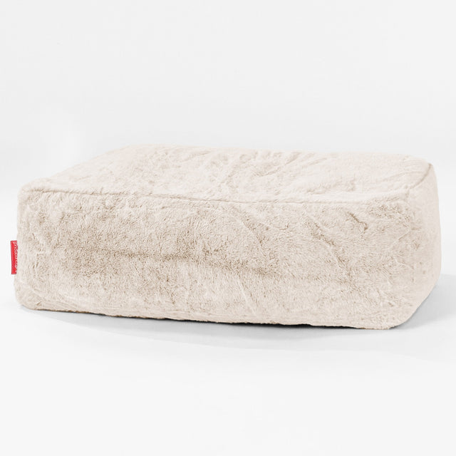 Podnóżek duży - Sztuczne futerko z królika Biel 01