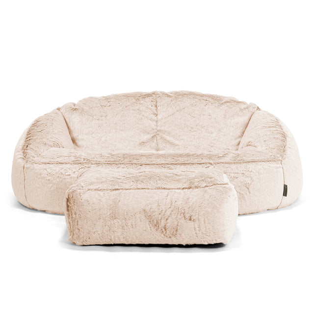 Sofa pufa Bubble - Sztuczne futerko z królika Biel 02