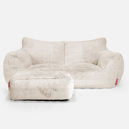 Sofa pufa Josephine - Sztuczne futerko z królika Biel 02