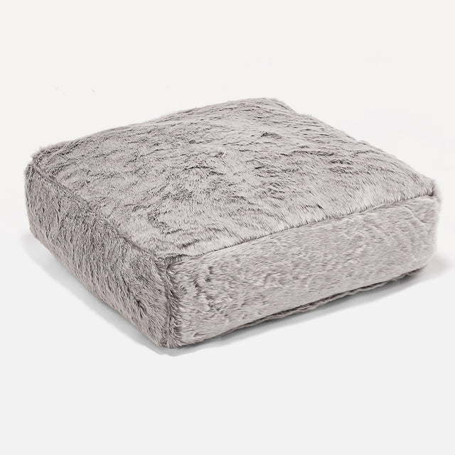 Duża poduszka podłogowa - Sztuczne futerko z królika Jasna szarość 01