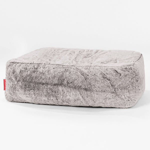 Podnóżek duży - Sztuczne futerko z królika Jasna szarość 01