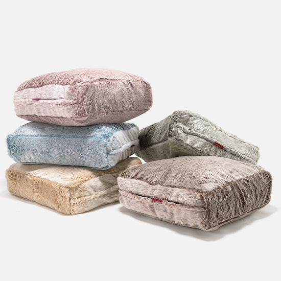 Duża poduszka podłogowa - Sztuczne futerko z królika Łosoś 04