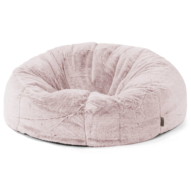 Klasyczna sofa pufa - Sztuczne futerko z królika Łosoś 01