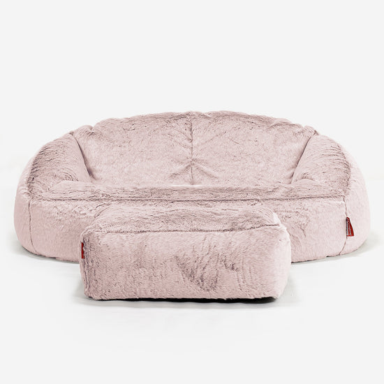 Sofa pufa Bubble - Sztuczne futerko z królika Łosoś 02