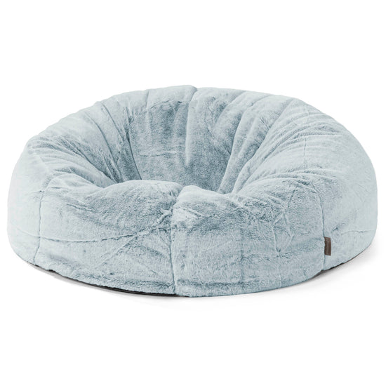 Klasyczna sofa pufa - Sztuczne futerko z królika Popielaty 01