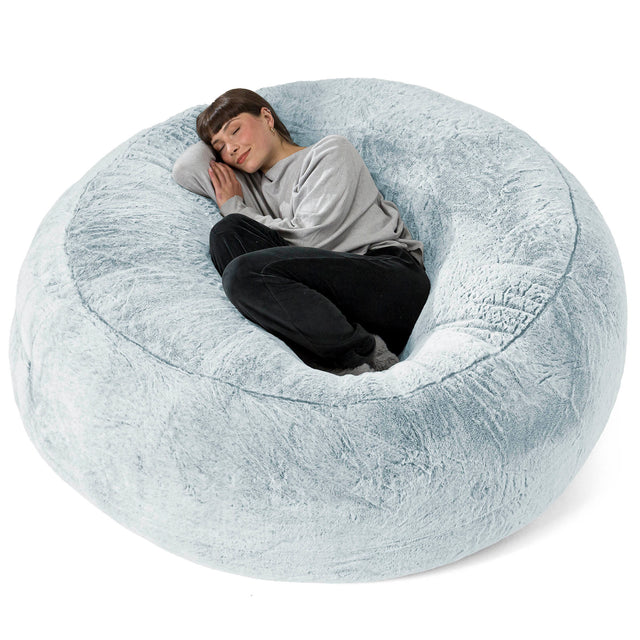 Sofa pufa XXL Mega Mammoth - Sztuczne futerko z królika Popielaty 01
