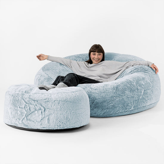 Sofa pufa XXL Mega Mammoth - Sztuczne futerko z królika Popielaty 02