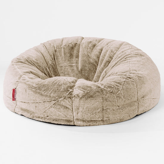 Klasyczna sofa pufa - Sztuczne futerko z królika Złoty brąz 01