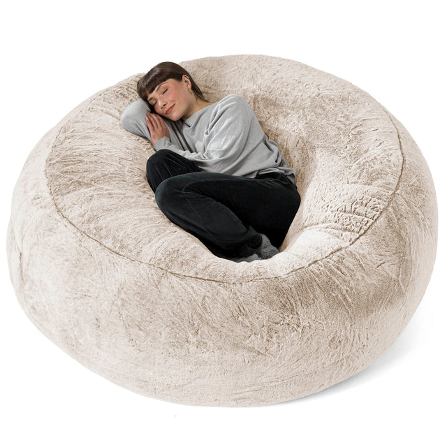 Sofa pufa XXL Mega Mammoth - Sztuczne futerko z królika Złoty brąz 01