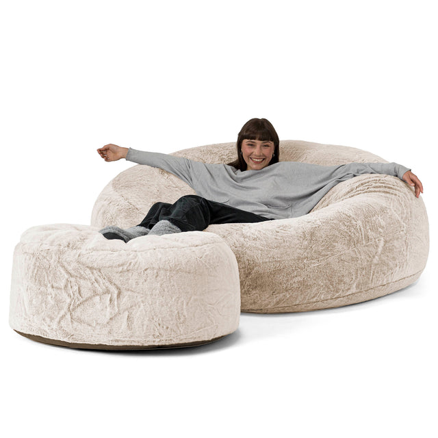 Sofa pufa XXL Mega Mammoth - Sztuczne futerko z królika Złoty brąz 02