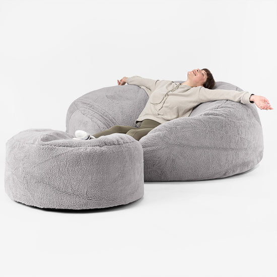 Sofa pufa XXL Mega Mammoth - Sztuczny miś Ciepła szarość 02