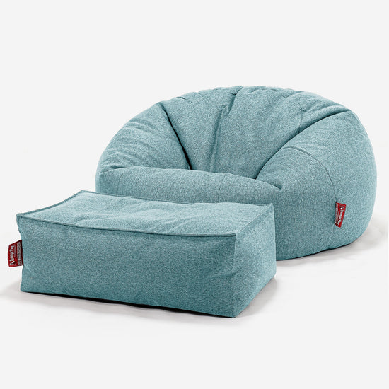 Klasyczna sofa pufa - Wełna Interalli Akwamaryna 02