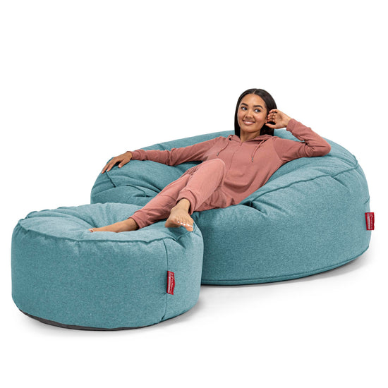 Sofa pufa XXL Mega Mammoth - Wełna Interalli Akwamaryna 02