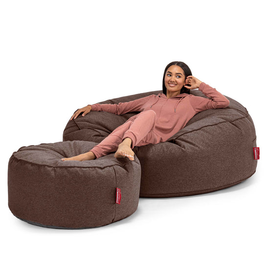 Sofa pufa XXL Mega Mammoth - Wełna Interalli Brąz 02