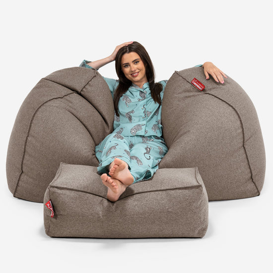 Olbrzymia sofa pufa - Wełna Interalli Herbatnik 03