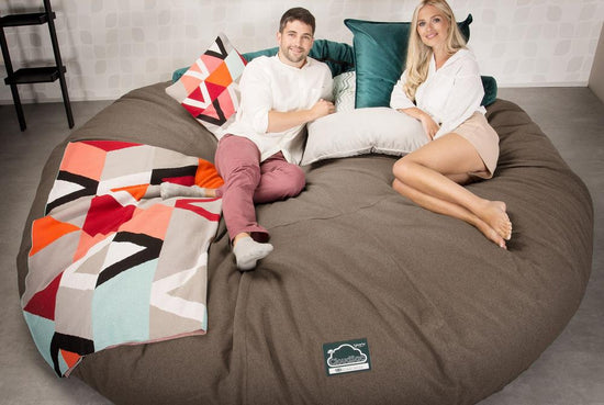 Sofa pufa piankowa CloudSac 5000 XXXXXL Titanic - Wełna Interalli Herbatnik 02